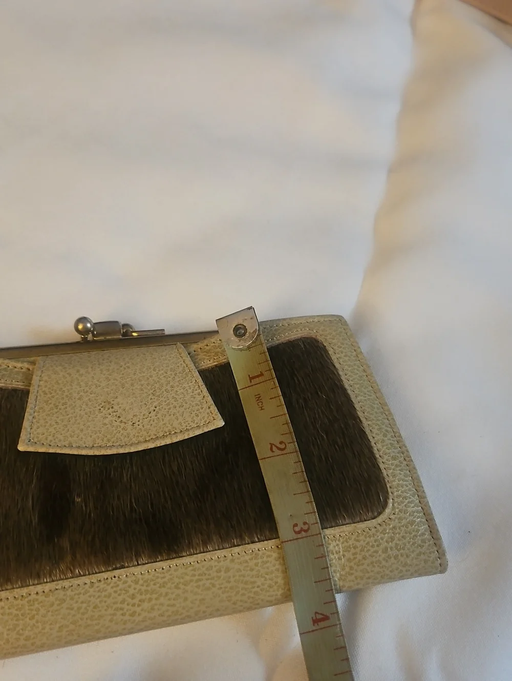 Vintage Women's Beige and Dark Brown Haircalf Wallet